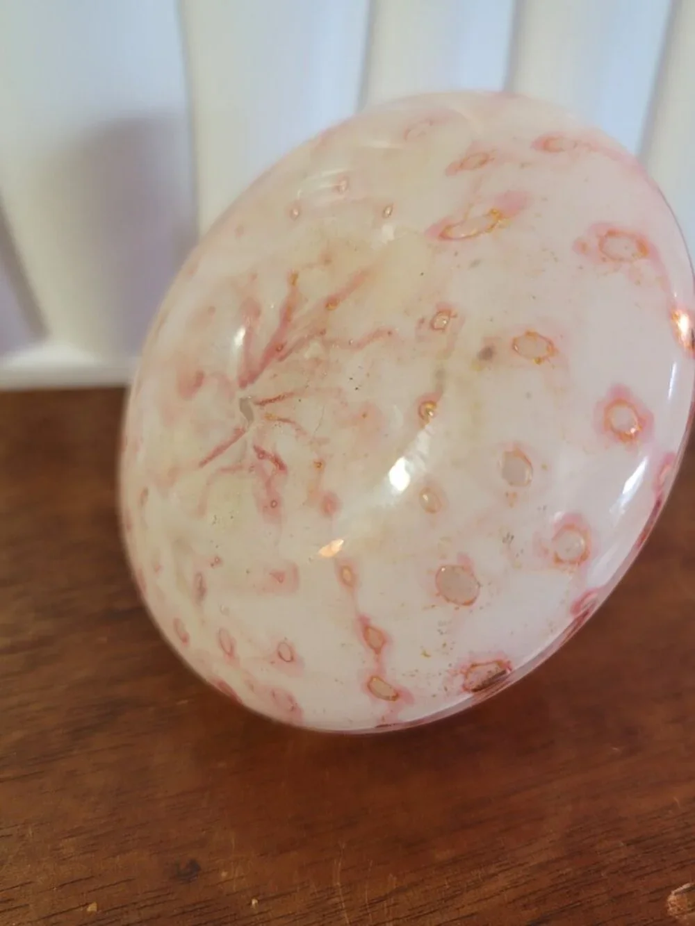 Rare Victorian Antique Blown Opalescent Polka Dot Glass Oil Lamp